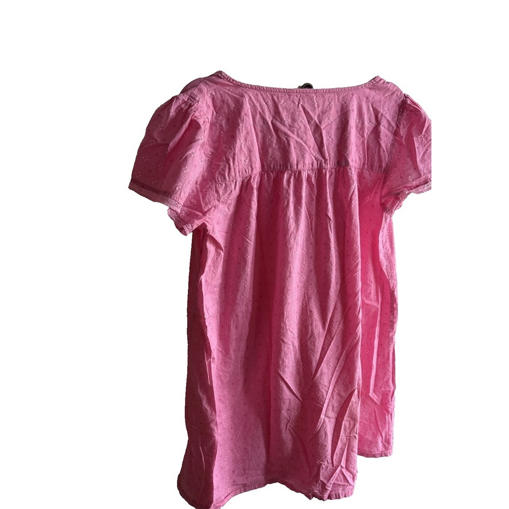 Miss Elaine Size L Women's Pink Nightgown Short Sleeve Lace Summer Cottagecore - Picture 5 of 8